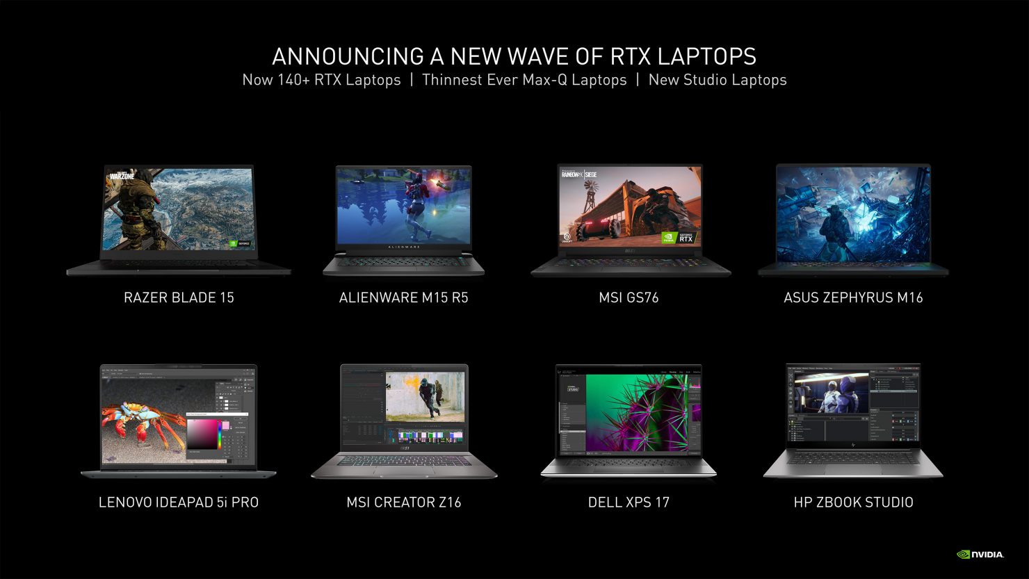 140-féle új RTX laptopot ígérnek, a belépõ kategóriában is.