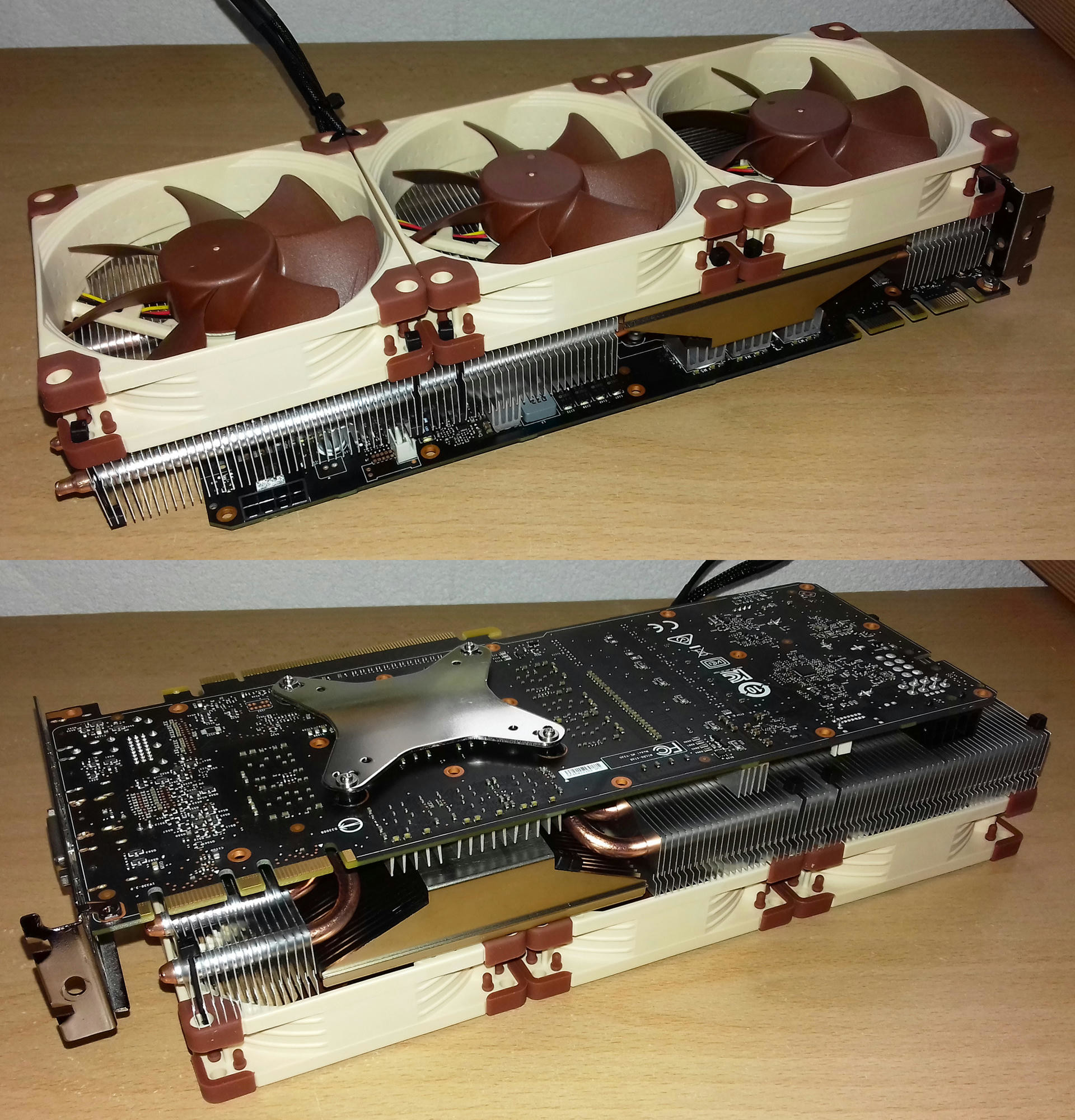 Noctua hûtõk egy GTX 1070 Arctic Accelero Xtreme 3  kártyán. (TheDeeGee - TechPowerup fórum)