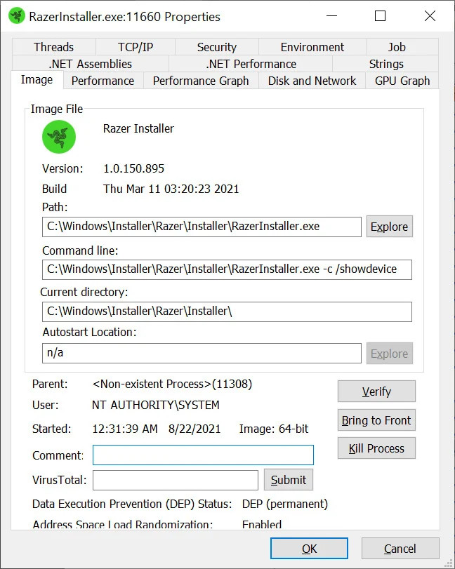 A telepítõ alapból SYSTEM jogokkal indul (Kép: bleepingcomputer.com)